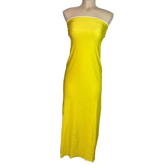 BAOBAB Mambo Evening Dress Neon Yellow Strapless Bandeau Cutout Small Women's - Picture 3 of 11